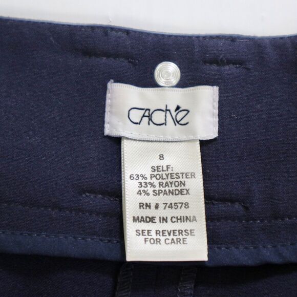 Vintage Cache Size 8 Crepe Woven Shorts Studded Detail Navy Blue - Picture 7 of 8